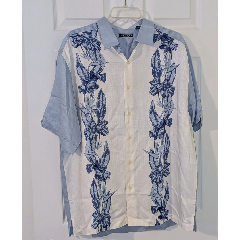 Cubavera Floral Camp Shirt Button Up Short Sleeve Tropical Shirt XL NWT
